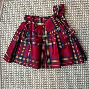 Oscar de la Renta Girls Satin Tartan Skirt 4Y